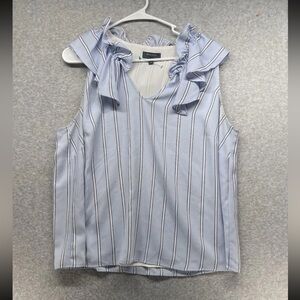 Madison Sky Blue Sleeveless Top with Stripes